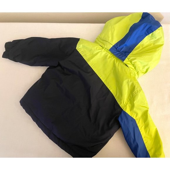 Weatherproof kids toddler jacket sz 2T neon green and blues removable hood - Picture 12 of 15